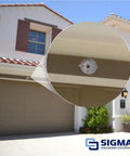 Round Metal Electrical Outlet Box Weatherproof Outdoor Mounting Box White With Five Half Inch Knockouts installed on exterior wall