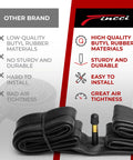 Comparison of Two Pack 700c Inner Tubes 35 38c ISO 622 With 48mm Schrader Valve Butyl Rubber and other brand features.