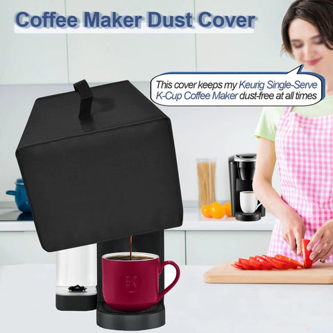Black Single Serve Coffee Maker Cover For K-Supreme And K-Compact Pods covering a coffee machine