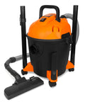 Portable Wet Dry Shop Vacuum And Blower 5 Gallon 10 Amp HEPA Zero Point Three Micron Filter Hose And Accessories Lightweight Orange Unit