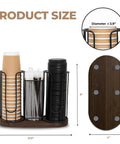 Three Compartment Coffee Cup And Lid Holder With Wooden Base, Go To Countertop Coffee Station Organizer, product dimensions