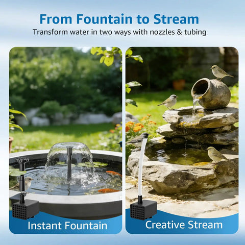 Image showing Solar Fountain Pump For Bird Bath And Small Pond Two Point Five Watt With Dry Run Protection installed in garden.