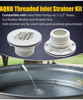 Two Pack Threaded Inlet Strainer Kit For Intex Filter Pumps With One And A Half Inch Hoses Includes Rubber Washer And Strainer Nut
