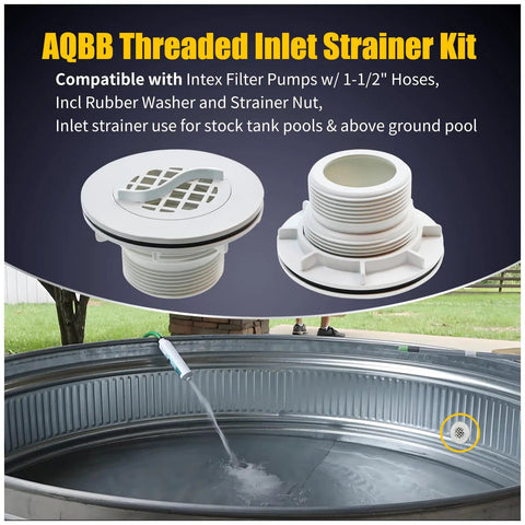Two Pack Threaded Inlet Strainer Kit For Intex Filter Pumps With One And A Half Inch Hoses Includes Rubber Washer And Strainer Nut