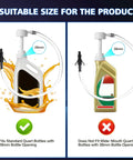LOZAGU fluid pump for standard quart bottles; 28mm opening shown with 10cc per stroke; side-by-side 28mm vs 38mm comparison