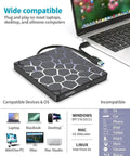 8 In 1 External CD DVD Drive USB 3 And Type C Disc Reader Burner For Laptops And PCs on MacBook