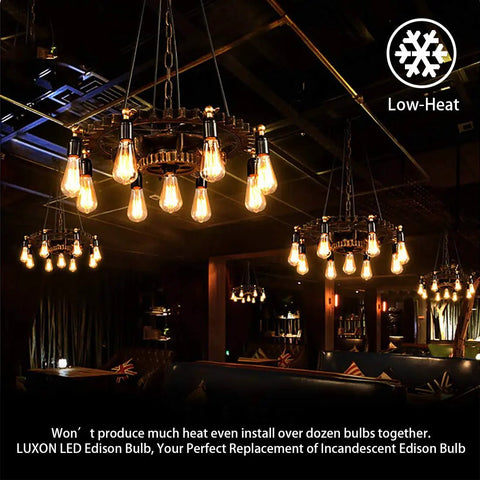 LED Edison Bulbs Dimmable Amber Glass Warm 2700K Antique Vintage Style Filament Light Bulbs 40W Equivalent E26 Base 6 Pack