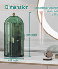 All Green 360 Degree Rotating Makeup Brush Holder With Lid Waterproof Dustproof Cosmetic Organizer for vanity desk.