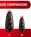 Size comparison of large and medium Five Pound Large Brushed Nickel Metal Hooks With Two Large Hooks And Four Adhesive Strips Damage Free Hanging.