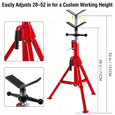 Built Like A Tank Carbon Steel Pipe Jack Stands Adjustable 28 To 52 Inches Heavy Duty Welding Supports Up To 2500 Pounds Perfect For Pipes Beams Truck Beds And Hydraulic Cylinders