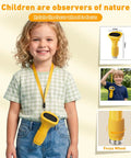 4K 1000X Digital Microscope For Curious Kids With 2 Inch IPS Screen Yellow Color Real 200-1000X Magnification, child wearing it