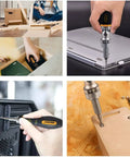Ratcheting Screwdriver And Socket Set With Precision Bit Kit Rotatable Ratchet Handles And Storage Case Ultimate Diy Household Repair Kit For Bikes Watches Glasses And Phones in use, tightening screws on various objects.