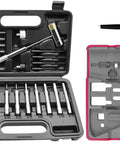 Non Slip Bench Block Kit With Universal Gun Block And Pro Pin Punch Set with organizer, chrome vanadium for repair