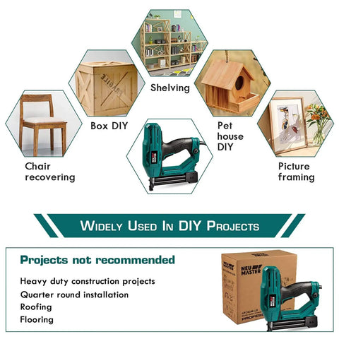 Straight Shooter Corded Electric Brad Nailer And Stapler Combo for DIY projects like chair recovering and pet house building.