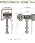 Four Wheel Heavy Duty Trolley Assembly with Silent Wheels for Standard One and Five Eighth Inch or Taller Strut Channel M10 Bolt