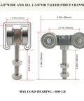 Heavy Duty Four Wheel Trolley Assembly With Silent Bearings And Hidden M10 Bolt For 1-5/8 Inch Or Taller Strut Channel Pack Of 2 Silver
