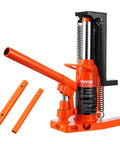 VEVOR orange hydraulic jack with toe and top lift, includes two detachable extension tubes.