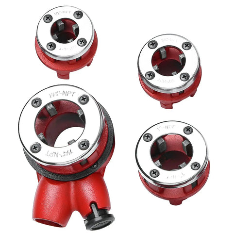 Durable Ratchet Pipe Threading Kit With 4 Dies For 1/2, 3/4, 1 And 1-1/4 Inch Pipes, Includes Storage Case, Yaegoo Manual Threader Set