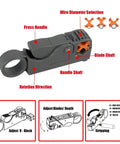 3 In 1 Coax Cable Crimping Tool Kit With 20 Pcs F Type RG59 RG6 Compression Connectors And Coaxial Cable Stripper