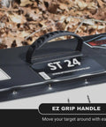 EZ grip handle on the Beast Archery And Crossbow Target Up To 400 FPS With Easy Arrow Pull, All Weather Cover, Rugged Spylar Facing.