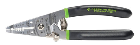 Stainless Steel Wire Stripper For 10-18 AWG Solid And 12-20 AWG Stranded, heavy-duty tool with black and green handles
