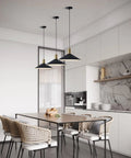 Dope Farmhouse Matte Black Barn Pendant Light With Brass Accents One Light Dome Pendant For Kitchen Island And Dining Room