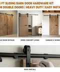 Heavy Duty Barn Door Hardware Kit With 200cm Rail System, Industrial Grade Steel Track And Quiet Nylon Rollers, Supports Up To 330 Lbs, shown installed on interior doors
