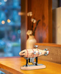 Airship Diecast Model With Stand Cool Desk Statue For Home Cafe Or Office Shelf Display Vintage Vibe Realistic Iron Craftsmanship Yellow Small Size Souvenir Replica
