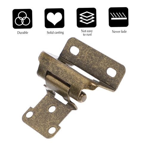 Four Pack Self Closing Cabinet Door Hinges With No Slam Soft Close for Iron Corner Cabinet Doors, shown in bronze finish.