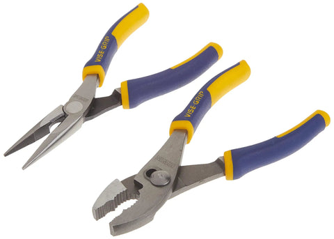 2-Piece Pliers Set with 6-Inch Slip-Joint and Long Nose, Nickel Chromium Steel, ProTouch Grips, Anti-Pinch Design