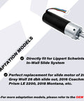 RV In Wall Slide Out Motor Kit 12V DC Heavy Duty With 500 To 1 High Torque Gear Ratio Compatible With Lippert LCI Schwintek