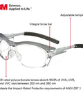 Anti Fog Safety Glasses With Retro Gray Frame And Side Shields, Soft Nose Bridge Cushions, ANSI Z87 Certified, Clear Lenses