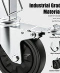 Close-up of a five inch scaffolding caster wheel with elastic rubber tire and steel mounting, highlighting smooth rolling features.