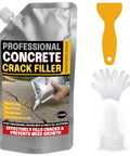 No Nonsense High Elasticity Concrete Crack Filler 17.63 Fl Oz Liquid Cement Self Leveling Waterproof Sealant in pouch with gloves and nozzle
