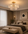 Artpad 19.69‑Inch Modern Ceiling Pendant Light, LED Living Room Lighting in a stylish bedroom setting.