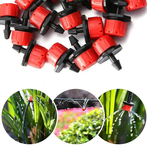 50 Foot Automatic Drip Irrigation System Kit For Garden And Greenhouse With Quarter Inch Tubing Atomizing Nozzle Mister Dripper in use