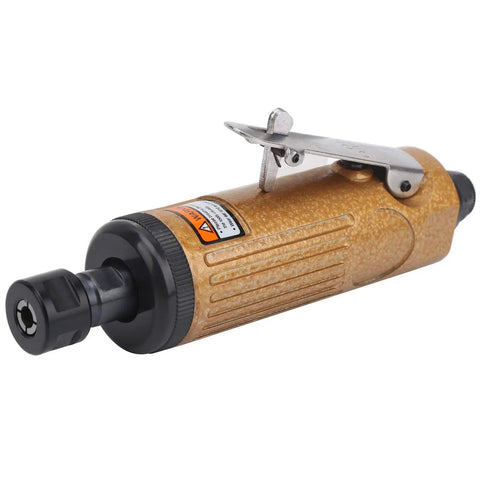 Compact Pneumatic Engraving Machine Mini Grinder For Hardware Glass And Stone Crafts With Japanese Style Precision Steel Parts For Smooth Operation And Heavy Duty Work Right Now side view showing gold finish and safety switch