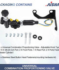 Universal Adjustable Proportioning Valve Kit With Easy Turn Knob For Master Cylinder 260-13190 260-11179, showing components including valve and fasteners.