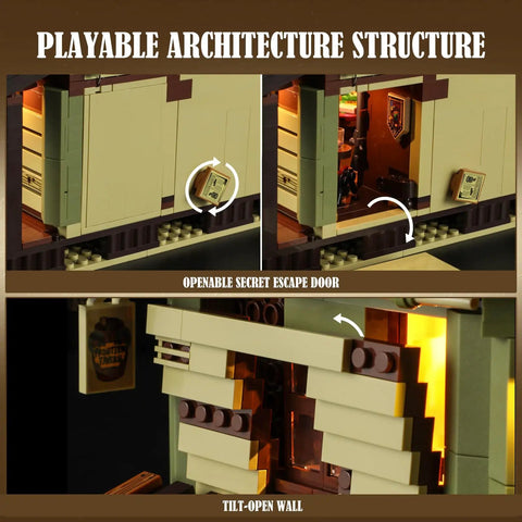 Old West Saloon LED Light Building Block Set With 2026 Pieces For Adults And Teens Western Themed Construction Model Kit To Build The Classic Bar Scene And Light It Up, openable secret escape door