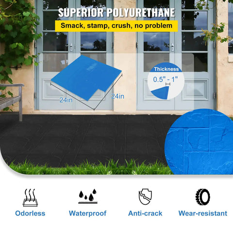 Concrete Texture Skin Mats Set 24x24 Inch Polyurethane Stamping Mats Slate Texture For Walls And Floors patio installation
