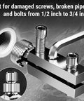 Premium Adjustable Bolt Extractor Kit For Damaged Screws And Broken Pipe Threads, Ultimate Stripped Screw Removal Tool With Hex Handle For 1/2 To 3/4 Inch Plumbing Repairs On Faucets And Valves A Total Game Changer. Metal extractor for 1/2 to 3/4 inch pipe threads