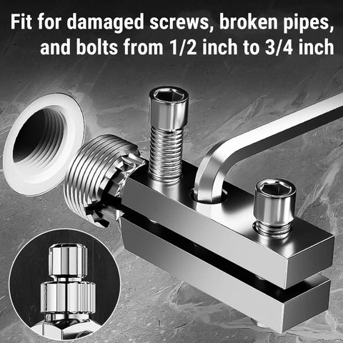 Premium Adjustable Bolt Extractor Kit For Damaged Screws And Broken Pipe Threads, Ultimate Stripped Screw Removal Tool With Hex Handle For 1/2 To 3/4 Inch Plumbing Repairs On Faucets And Valves A Total Game Changer. Metal extractor for 1/2 to 3/4 inch pipe threads