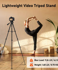 68 Inch Camera Tripod For Phone And Tablet, All In One Travel Stand With Remote in yoga studio setting.