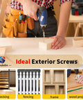 4 Inch Wood Screws 200 Piece Set For Deck And Fence Projects Exterior Construction Screws With Rust Resistant Anti Corrosion Coating Serrated Torx Threads Includes 2 T25 Star Bits Yellow Finish used in construction
