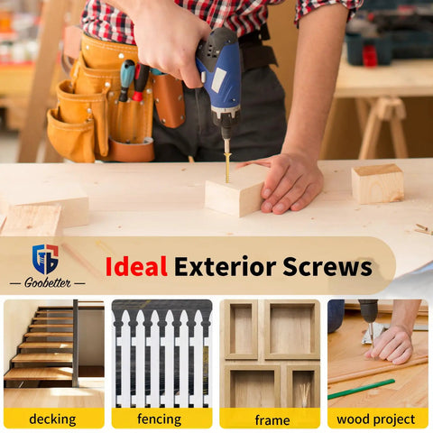 4 Inch Wood Screws 200 Piece Set For Deck And Fence Projects Exterior Construction Screws With Rust Resistant Anti Corrosion Coating Serrated Torx Threads Includes 2 T25 Star Bits Yellow Finish used in construction