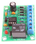 Liquid Water Level Detection Sensor Module With High Current Relay For Pump Control on green circuit board, shown from above