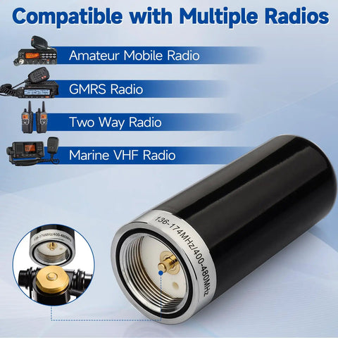 Dual Band Vehicle Mobile Ham Radio Antenna With NMO Mount for Car Truck and Marine Radios black antenna with connectors
