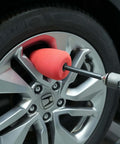 Cylindrical Drill Polishing Tool For Wheels And Hubs With Foam Sponge Pads in use on car wheel for mirror finish