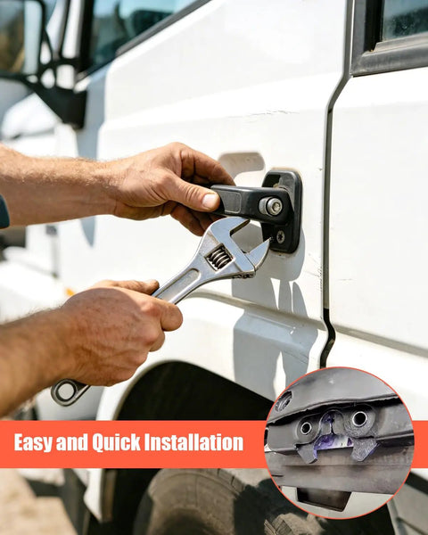 Passenger Side Door Latch Assembly For Heavy Duty Trucks 4600 4700 4800 Purely Mechanical Locking No Electric Actuator Delivers Smooth Reliable Door Operation On Rough Roads; white truck door install