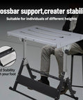 Built Tough Folding Welding Table 44 By 21 Inches Heavy Duty Steel Workbench highlighting crossbar support and adjustable height.